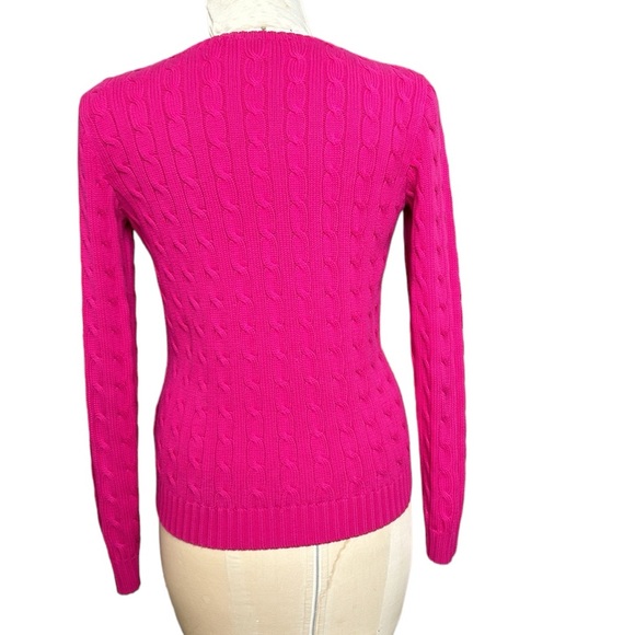 Ralph Lauren Sport Cable Knit Sweater Crew Neck in Aruba Pink L - Picture 3 of 8